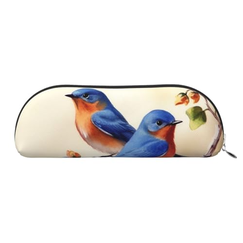 SDTYKHJ Federmäppchen Happy Bluebirds Big Pencil Bag Portable Coin Pouch Ästhetische Kosmetiktasche Leder Make-up Tasche, silber, Einheitsgröße von SDTYKHJ