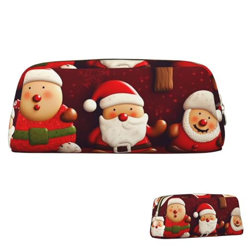 SDTYKHJ Federmäppchen "Happy Christmas", großes Federmäppchen, tragbare Münztasche, ästhetische Kosmetiktasche, Leder, Make-up-Tasche von SDTYKHJ
