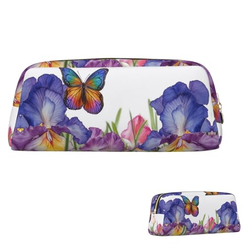 SDTYKHJ Federmäppchen Iris Blume Schmetterling Große Bleistifttasche Tragbare Münztasche Ästhetische Kosmetiktasche Leder Make-up Tasche, Gold, Einheitsgröße SDTYKHJ Federmäppchen Iris Blume Schmetterling Große Bleistifttasche Tragbare Münztasche Ästhetische Kosmetiktasche Leder Make-up Tasche, Gold, Einheitsgröße von SDTYKHJ