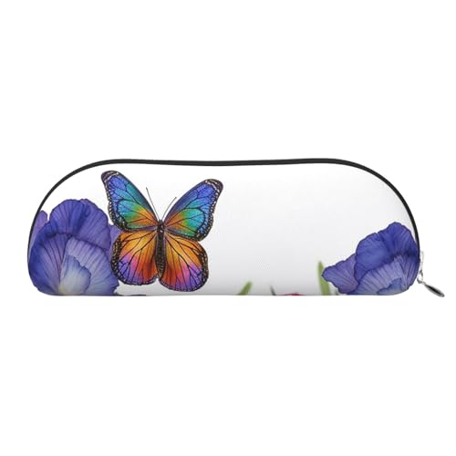 SDTYKHJ Federmäppchen Iris Blume Schmetterling Große Bleistifttasche Tragbare Münztasche Ästhetische Kosmetiktasche Leder Make-up Tasche, silber, Einheitsgröße von SDTYKHJ