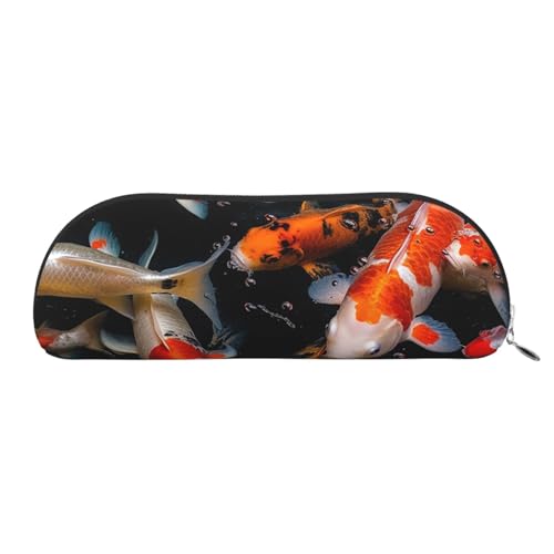 SDTYKHJ Federmäppchen Japan Fancy Koi Karpfen Fische Große Bleistifttasche Tragbare Münztasche Ästhetische Kosmetiktasche Leder Make-up Tasche, silber, Einheitsgröße von SDTYKHJ