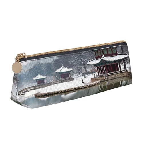 SDTYKHJ Federmäppchen Korea Winter Lake Big Pencil Bag Tragbare Münztasche Ästhetische Kosmetiktasche Leder Make-up Tasche von SDTYKHJ