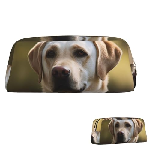 SDTYKHJ Federmäppchen Labrador Big Pencil Bag Tragbare Münztasche Ästhetische Kosmetiktasche Leder Make-up Tasche, Gold, One Size von SDTYKHJ