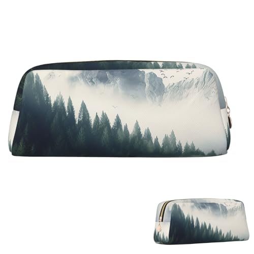 SDTYKHJ Federmäppchen Landschaft Berg Big Pencil Bag Tragbare Münztasche Ästhetische Kosmetiktasche Leder Make-up Tasche, Gold, Einheitsgröße von SDTYKHJ