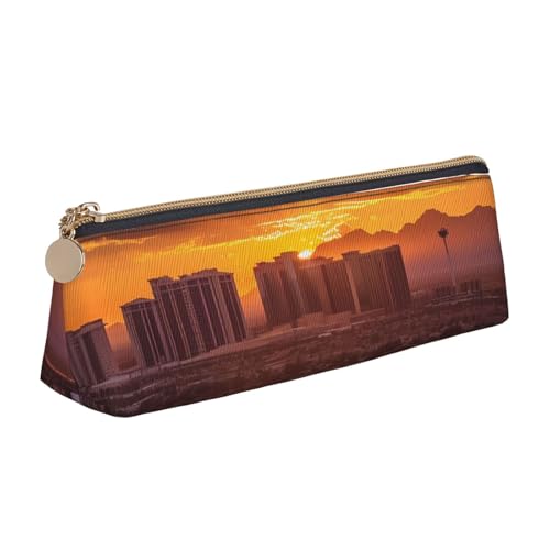 SDTYKHJ Federmäppchen Las Vegas Sunset Big Pencil Bag Tragbare Münztasche Ästhetische Kosmetiktasche Leder Make-up Tasche von SDTYKHJ
