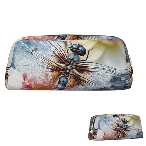 SDTYKHJ Federmäppchen Libelle, großes Federmäppchen, tragbar, Münztasche, ästhetische Kosmetiktasche, Leder, Make-up-Tasche, Gold, Einheitsgröße von SDTYKHJ