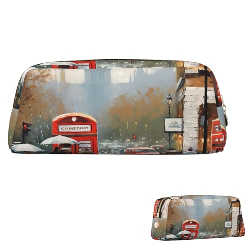 SDTYKHJ Federmäppchen London Impression Big Pencil Bag Tragbare Münztasche Ästhetische Kosmetiktasche Leder Make-up Tasche, Gold, Einheitsgröße von SDTYKHJ