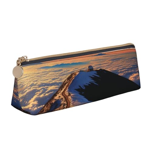 SDTYKHJ Federmäppchen Mauna Kea Summit Sunset Big Pencil Bag Tragbare Münztasche Ästhetische Kosmetiktasche Leder Make-up Tasche von SDTYKHJ