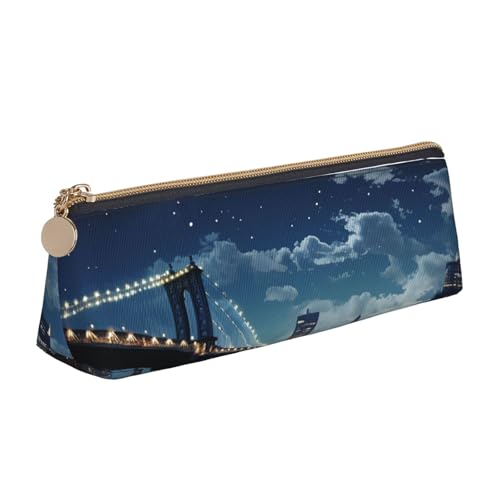 SDTYKHJ Federmäppchen Moon Light New York City Big Pencil Bag Tragbare Münztasche Ästhetische Kosmetiktasche Leder Make-up Tasche von SDTYKHJ