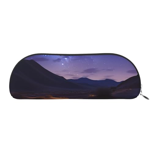 SDTYKHJ Federmäppchen Nacht in der Wüste, großes Federmäppchen, tragbare Münztasche, ästhetische Kosmetiktasche, Leder, Make-up-Tasche, silber, Einheitsgröße von SDTYKHJ