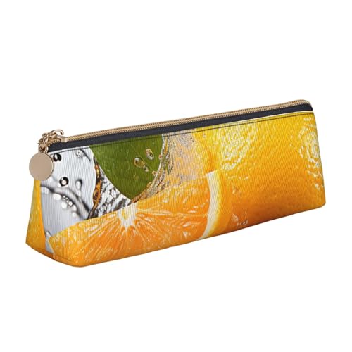 SDTYKHJ Federmäppchen Orange Obst Große Bleistifttasche Tragbare Münztasche Ästhetische Kosmetiktasche Leder Make-up Tasche von SDTYKHJ