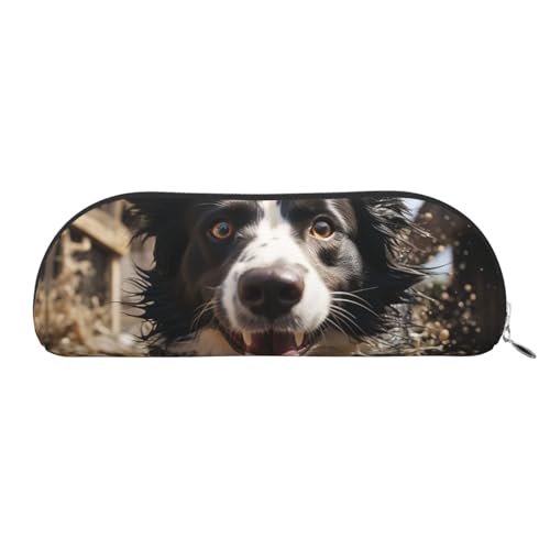 SDTYKHJ Federmäppchen Pastor Border Collie Big Pencil Bag Tragbare Münztasche Ästhetische Kosmetiktasche Leder Make-up Tasche, silber, Einheitsgröße von SDTYKHJ