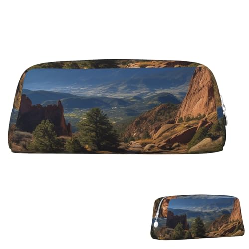 SDTYKHJ Federmäppchen Pikes Peak Colorado Big Pencil Bag Tragbare Münztasche Ästhetische Kosmetiktasche Leder Make-up Tasche, Silber, One Size von SDTYKHJ