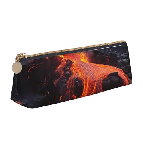 SDTYKHJ Federmäppchen Red Hot Lava von Kilauea Volcano Big Pencil Bag Tragbare Münztasche Ästhetische Kosmetiktasche Leder Make-up Tasche von SDTYKHJ