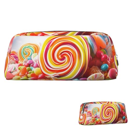 SDTYKHJ Federmäppchen Regenbogen Candy Big Pencil Bag Tragbare Münztasche Ästhetische Kosmetiktasche Leder Make-up Tasche, silber, Einheitsgröße von SDTYKHJ
