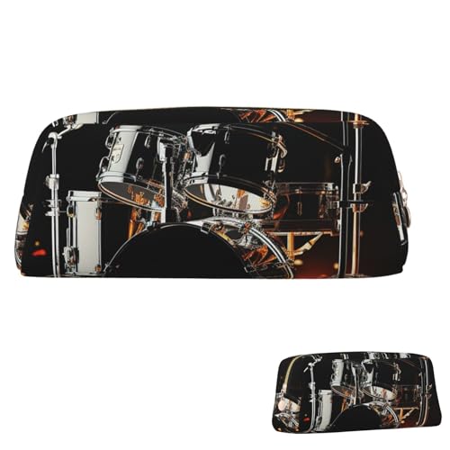SDTYKHJ Federmäppchen Schlagzeuger Big Pencil Bag Tragbare Münztasche Ästhetische Kosmetiktasche Leder Make-up Tasche, Gold, Einheitsgröße von SDTYKHJ