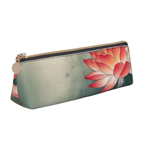 SDTYKHJ Federmäppchen mit Blume und Libelle, großes Federmäppchen, tragbar, Münztasche, ästhetische Kosmetiktasche, Leder, Make-up-Tasche von SDTYKHJ