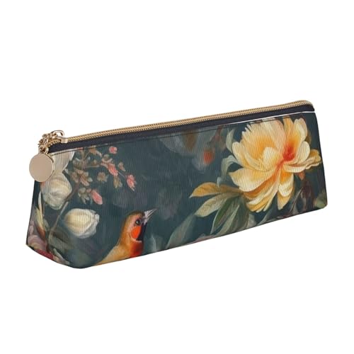 SDTYKHJ Federmäppchen mit Blumen und Vögeln, tragbar, Kosmetiktasche, Leder, Make-up-Tasche von SDTYKHJ