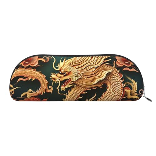 SDTYKHJ Federmäppchen mit Drachen-Hintergrund, großes Federmäppchen, tragbare Münztasche, ästhetische Kosmetiktasche, Leder, Make-up-Tasche, silber, Einheitsgröße von SDTYKHJ