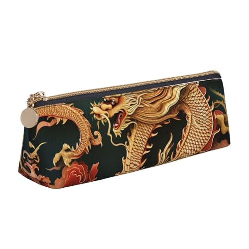 SDTYKHJ Federmäppchen mit Drachen-Hintergrund, großes Federmäppchen, tragbare Münztasche, ästhetische Kosmetiktasche, Leder, Make-up-Tasche von SDTYKHJ