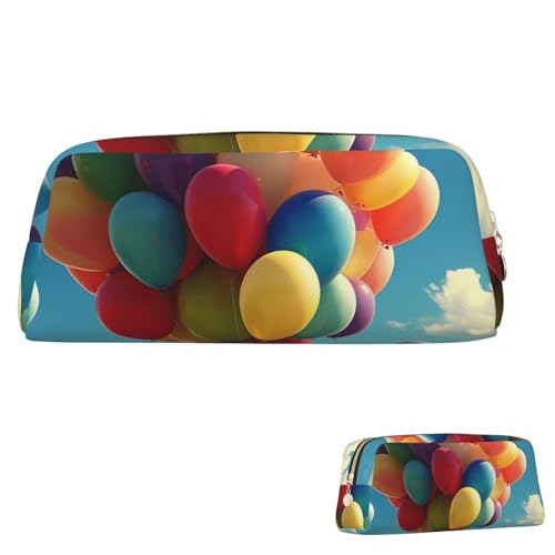 SDTYKHJ Federmäppchen mit Farbballon, großes Federmäppchen, tragbar, Münztasche, ästhetische Kosmetiktasche, Leder, Make-up-Tasche, Gold, Einheitsgröße von SDTYKHJ