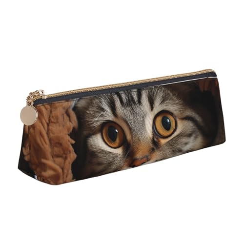 SDTYKHJ Federmäppchen mit Katzen-Unterdecke, großes Federmäppchen, tragbare Münztasche, ästhetische Kosmetiktasche, Leder, Make-up-Tasche von SDTYKHJ