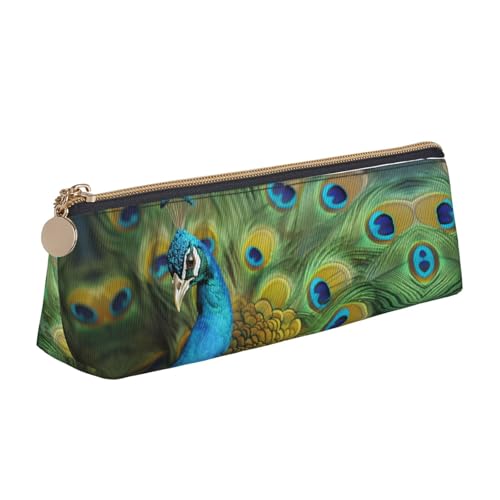 SDTYKHJ Federmäppchen mit Pfauenfedern, großes Federmäppchen, tragbar, Münztasche, ästhetische Kosmetiktasche, Leder, Make-up-Tasche von SDTYKHJ