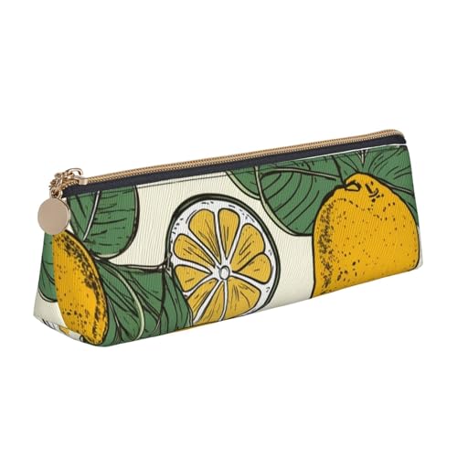 SDTYKHJ Federmäppchen mit Zitronenfrucht-Muster, großes Federmäppchen, tragbare Münztasche, ästhetische Kosmetiktasche, Leder, Make-up-Tasche von SDTYKHJ