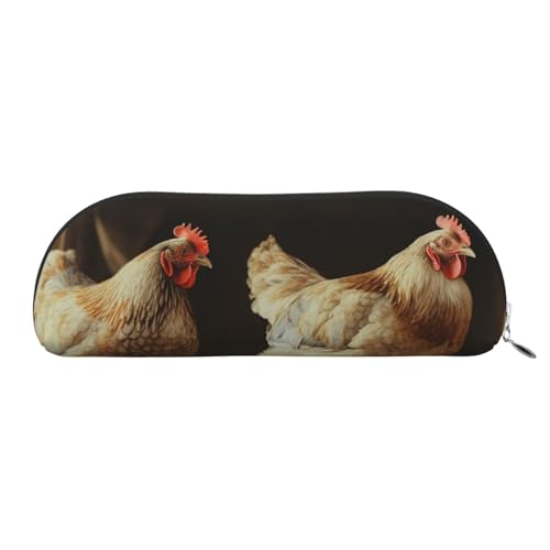 SDTYKHJ Federmäppchen mit drei Hühnern, großes Federmäppchen, tragbare Münztasche, ästhetische Kosmetiktasche, Leder, Make-up-Tasche, silber, Einheitsgröße von SDTYKHJ