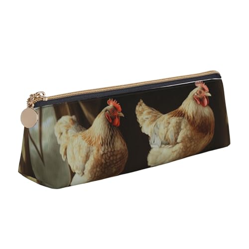 SDTYKHJ Federmäppchen mit drei Hühnern, großes Federmäppchen, tragbare Münztasche, ästhetische Kosmetiktasche, Leder, Make-up-Tasche von SDTYKHJ