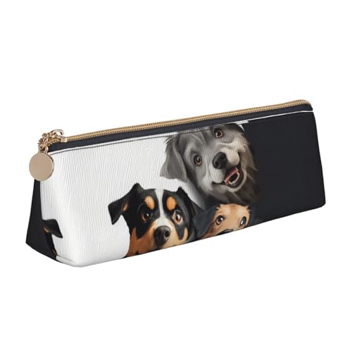 SDTYKHJ Federmäppchen mit lustigem Welpen-Motiv, großes Federmäppchen, tragbare Münztasche, ästhetische Kosmetiktasche, Leder, Make-up-Tasche von SDTYKHJ