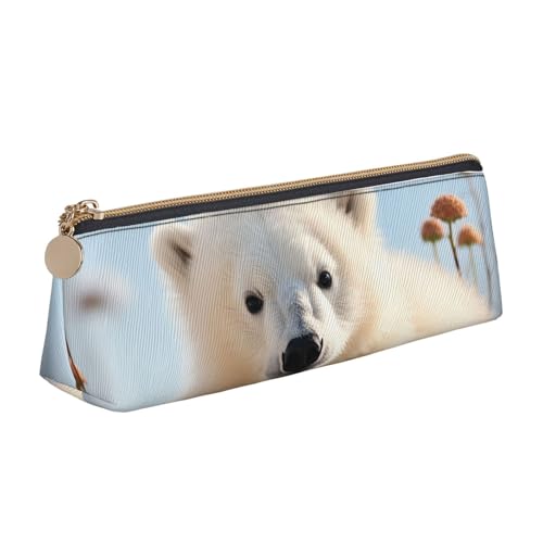 SDTYKHJ Federmäppchen mit niedlichem Eisbär, große Bleistifttasche, tragbare Münztasche, ästhetische Kosmetiktasche, Leder, Make-up-Tasche von SDTYKHJ