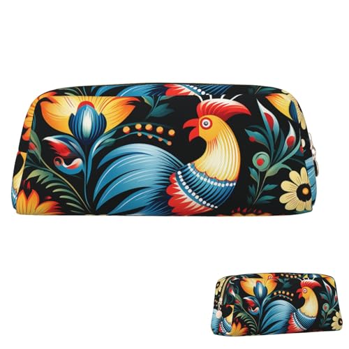 SDTYKHJ Federmäppchen mit polnischem Volkskunst-Muster, großes Federmäppchen, tragbar, Münztasche, ästhetische Kosmetiktasche, Leder, Make-up-Tasche von SDTYKHJ