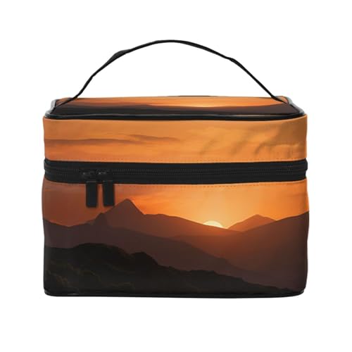 SDTYKHJ Make-up-Tasche für Damen, Kosmetiktasche, Reise-Kulturbeutel, Berg und Wasser bei Sonnenuntergang, Make-up-Organizer mit Griff SDTYKHJ Make-up-Tasche für Damen, Kosmetiktasche, Reise-Kulturbeutel, Berg und Wasser bei Sonnenuntergang, Make-up-Organizer mit Griff von SDTYKHJ