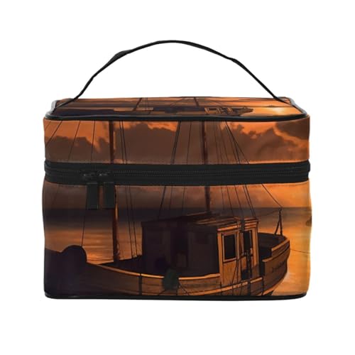 SDTYKHJ Make-up-Tasche für Damen, Kosmetiktasche, Reise-Kulturbeutel, Boot in der Dämmerung, Make-up-Organizer mit Griff von SDTYKHJ