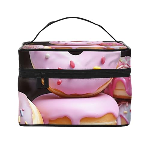 SDTYKHJ Make-up-Tasche für Damen, Kosmetiktasche, Reise-Kulturbeutel, Donut-Kuchen-Make-up-Organizer mit Griff von SDTYKHJ