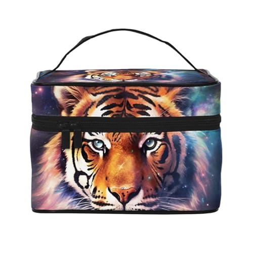 SDTYKHJ Make-up-Tasche für Damen, Kosmetiktasche, Reise-Kulturbeutel, Galaxie-Tiger-Make-up-Organizer mit Griff von SDTYKHJ