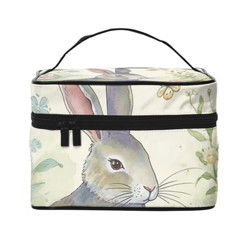 SDTYKHJ Make-up-Tasche für Damen, Kosmetiktasche, Reise-Kulturbeutel, Garten, Hase, Make-up-Organizer mit Griff von SDTYKHJ