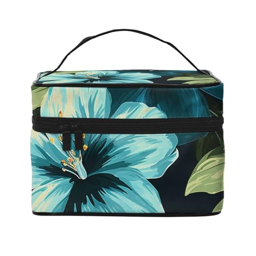 SDTYKHJ Make-up-Tasche für Damen, Kosmetiktasche, Reise-Kulturbeutel, Hibiskusblumen-Muster, Make-up-Organizer mit Griff von SDTYKHJ