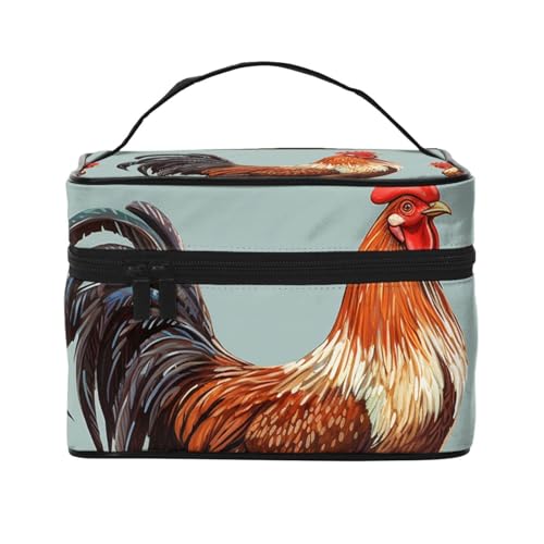 SDTYKHJ Make-up-Tasche für Damen, Kosmetiktasche, Reise-Kulturbeutel, Hühner-Druck, Make-up-Organizer mit Griff von SDTYKHJ