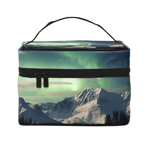 SDTYKHJ Make-up-Tasche für Damen, Kosmetiktasche, Reise-Kulturbeutel, Nord-Aurora-Nacht-Make-up-Organizer mit Griff von SDTYKHJ
