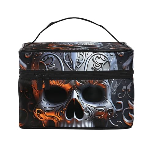 SDTYKHJ Make-up-Tasche für Damen, Kosmetiktasche, Reise-Kulturbeutel, cooler Totenkopf-Grafik, Make-up-Organizer mit Griff von SDTYKHJ