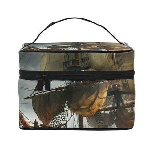 SDTYKHJ Make-up-Tasche für Damen, Kosmetiktasche, Reise-Kulturbeutel, cooles Piratenschiff, Make-up-Organizer mit Griff SDTYKHJ Make-up-Tasche für Damen, Kosmetiktasche, Reise-Kulturbeutel, cooles Piratenschiff, Make-up-Organizer mit Griff von SDTYKHJ