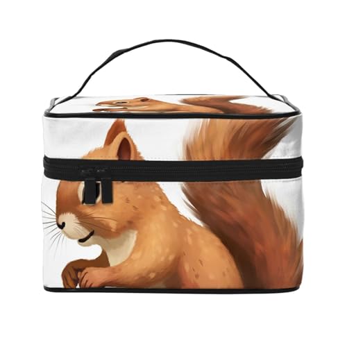 SDTYKHJ Make-up-Tasche für Damen, Kosmetiktasche, Reise-Kulturbeutel, lebendiges Eichhörnchen, Make-up-Organizer mit Griff von SDTYKHJ