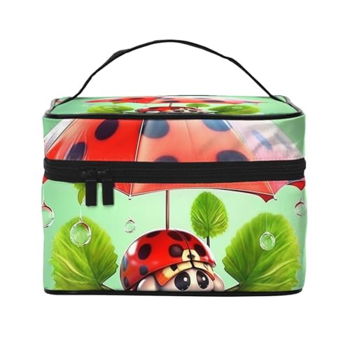 SDTYKHJ Make-up-Tasche für Damen, Kosmetiktasche, Reise-Kulturbeutel, lustiger Marienkäfer, hält Regenschirme, Make-up-Organizer mit Griff SDTYKHJ Make-up-Tasche für Damen, Kosmetiktasche, Reise-Kulturbeutel, lustiger Marienkäfer, hält Regenschirme, Make-up-Organizer mit Griff von SDTYKHJ
