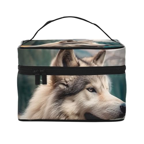 SDTYKHJ Make-up-Tasche für Damen, Kosmetiktasche, Reise-Kulturbeutel, lustiger Tierwolf, Make-up-Organizer mit Griff SDTYKHJ Make-up-Tasche für Damen, Kosmetiktasche, Reise-Kulturbeutel, lustiger Tierwolf, Make-up-Organizer mit Griff von SDTYKHJ