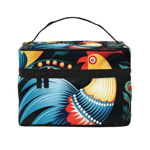 SDTYKHJ Make-up-Tasche für Damen, Kosmetiktasche, Reise-Kulturbeutel, polnisches Volkskunst-Muster, Make-up-Organizer mit Griff von SDTYKHJ