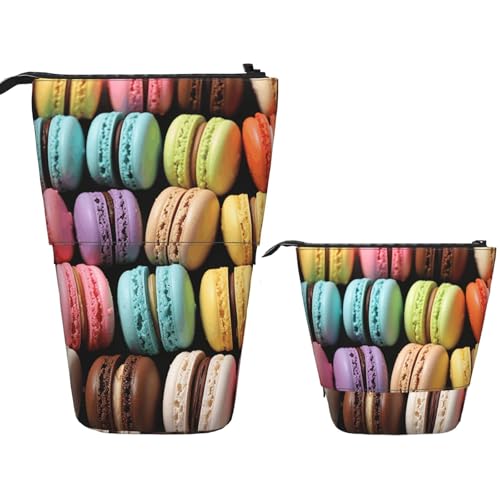 Stehendes Federmäppchen, Pop-Up-Stiftetui, Macaron-Keksgeschmack, Teleskop-Bleistifttasche, niedlicher Stifthalter, große Kapazität, Make-up-Tasche, Kosmetiktasche, Reise-Kulturbeutel von SDTYKHJ