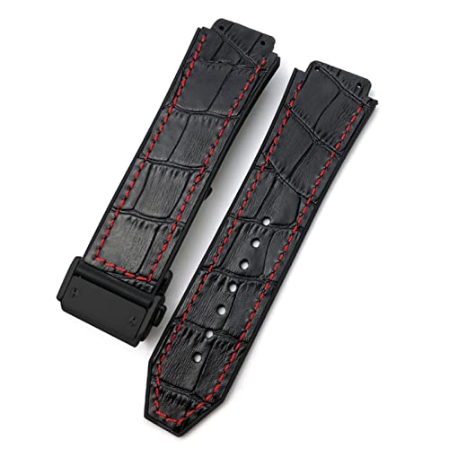 SDUTIO 20 mm 22 mm Rindsleder Gummi Armband 25 mm * 19 mm passend für Hublot Uhrenarmband Kalbsleder Silikonarmbänder Sport (Farbe: 27, Größe: 28 x 19 x 24 mm) von SDUTIO