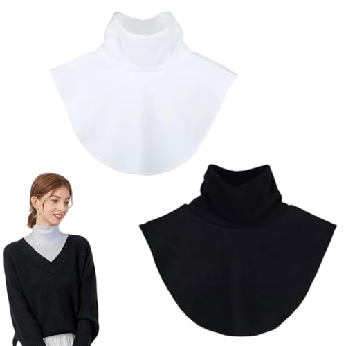 SDXCJY 2 Stück Damen Faux Rollkragen Frauen Fake Rollkragen Halb Top Mock Bluse Dickey Kragen Winter Halten Warm Rollkragen Unisex Krawatte Outfits, 1 x Schwarz, 1 x Weiß, One size von SDXCJY